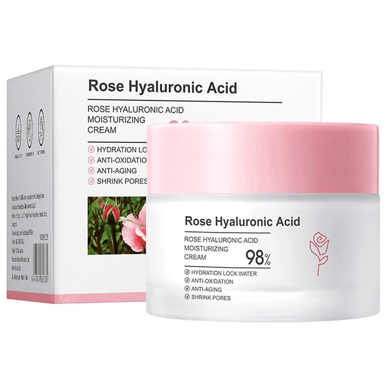 Grospe Rose Day Face Cream with Natural Rose Oil Rose Moisturizing Cream with Hyaluronic Acid Moisturizing and firming Face Cream Rose Water Revitalizing Day Cream Face Moisturizer for dry skin