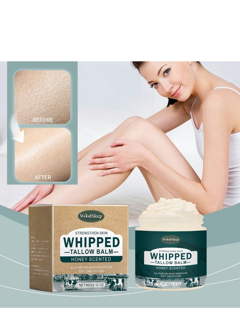 وودسليب كريم الشحم البقري ، كريم ترطيب الشحم البقري ، كريم الشحم الطبيعي ، بلسم الشحم البقري للأغذية العشبية ، للعناية بالبشرة والوجه والجسم ، للبشرة الحساسة 60 جرام - Image 1