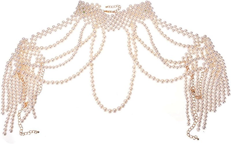 Jerollin Simulated Pearl Body Statement Necklace for Women, Fashion Collar Bib Necklaces Fashion Costume Jewelry - Image 1