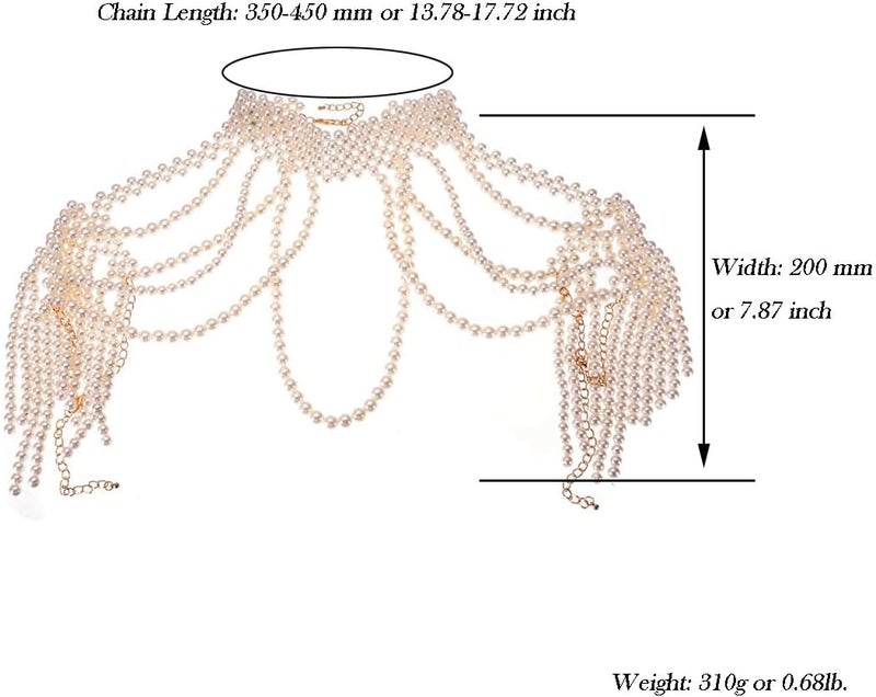 Jerollin Simulated Pearl Body Statement Necklace for Women, Fashion Collar Bib Necklaces Fashion Costume Jewelry - Image 4