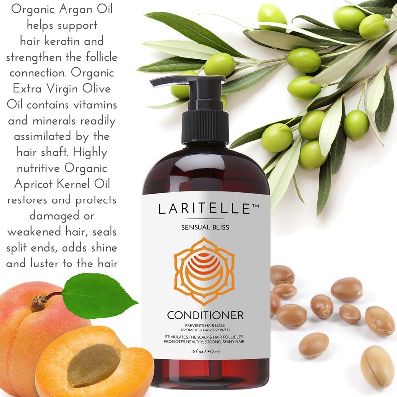 Laritelle Organic Conditioner Sensual Bliss â€“ 16â€¯oz â€“ Deep Hydration & Antiâ€‘Thinning, Organic Argan â€¢ Babassu â€¢ Apricot Kernel Oils & Keratin Protein â€“ Colorâ€‘Safe, Crueltyâ€‘Free - Image 2