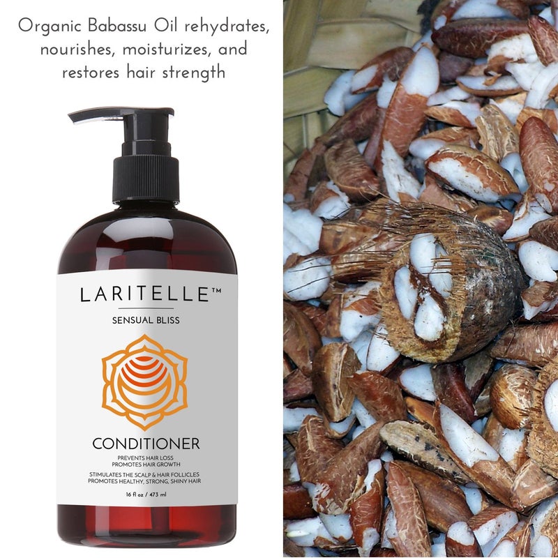 Laritelle Organic Conditioner Sensual Bliss â€“ 16â€¯oz â€“ Deep Hydration & Antiâ€‘Thinning, Organic Argan â€¢ Babassu â€¢ Apricot Kernel Oils & Keratin Protein â€“ Colorâ€‘Safe, Crueltyâ€‘Free - Image 1