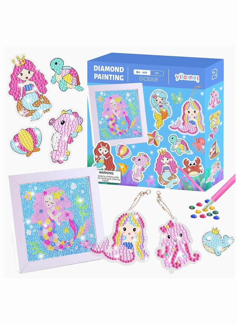 Zikra 5D Mosaic Arts and Crafts for Kids Ages 8 to 12 Girls Diamond Painting Sticker Keychains Set Number Painting Craft Gem Sticker Kit - Image 1