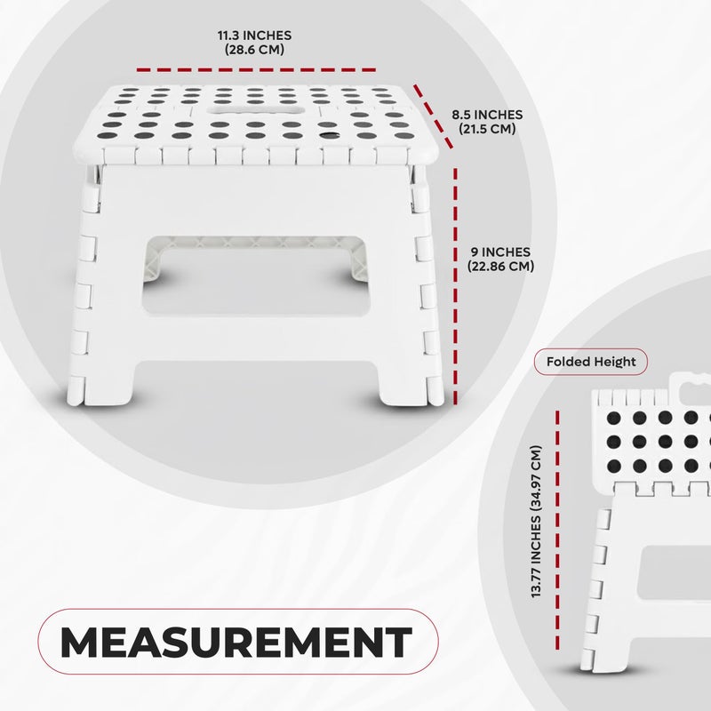 Utopia Home Folding Step Stool - (Pack of 1) Foot Stool with 9 Inch Height - Holds Up to 300 lbs - Lightweight Plastic Foldable Step Stool for Kitchen, Bathroom & Living Room (White) - Image 2