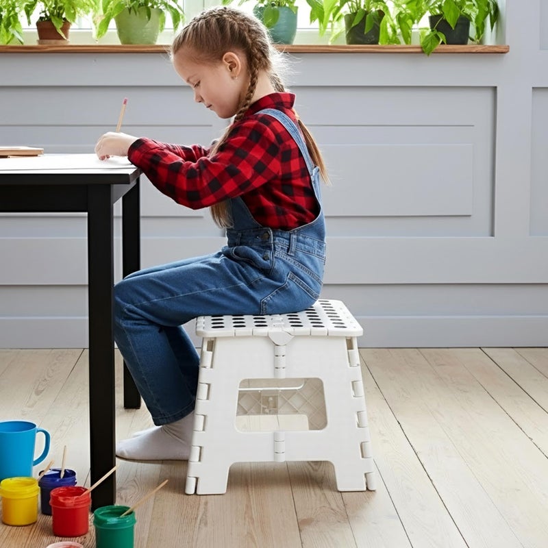 Utopia Home Folding Step Stool - (Pack of 1) Foot Stool with 9 Inch Height - Holds Up to 300 lbs - Lightweight Plastic Foldable Step Stool for Kitchen, Bathroom & Living Room (White) - Image 5