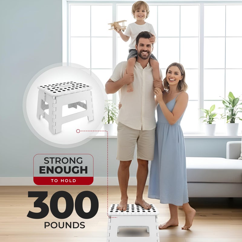 Utopia Home Folding Step Stool - (Pack of 1) Foot Stool with 9 Inch Height - Holds Up to 300 lbs - Lightweight Plastic Foldable Step Stool for Kitchen, Bathroom & Living Room (White) - Image 4