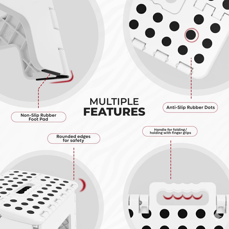 Utopia Home Folding Step Stool - (Pack of 1) Foot Stool with 9 Inch Height - Holds Up to 300 lbs - Lightweight Plastic Foldable Step Stool for Kitchen, Bathroom & Living Room (White) - Image 3