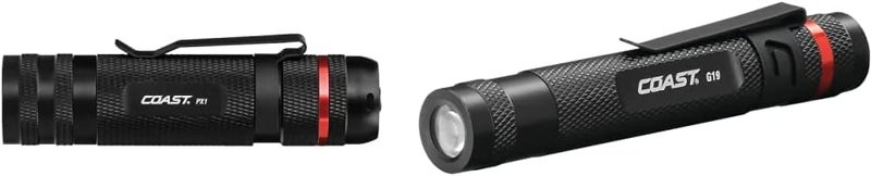 Coast PX1 565 Lumen Pure Beam Focusing LED Flashlight  G19 54 Lumen Inspection Beam LED Penlight with Adjustable Pocket Clip and Consistent EdgetoEdge Brightness Black - Image 1