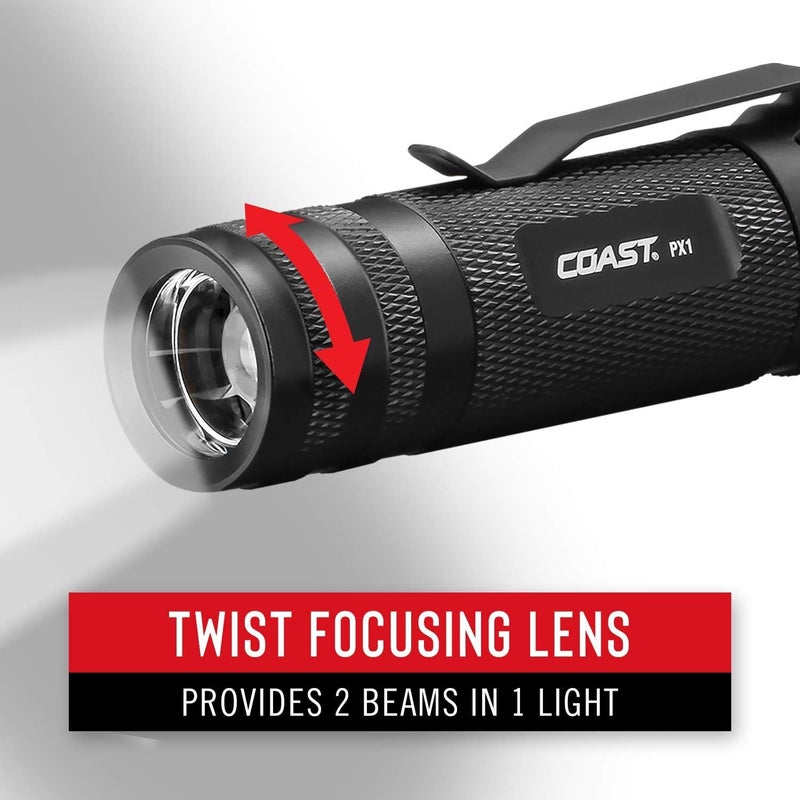 Coast PX1 565 Lumen Pure Beam Focusing LED Flashlight  G19 54 Lumen Inspection Beam LED Penlight with Adjustable Pocket Clip and Consistent EdgetoEdge Brightness Black - Image 3