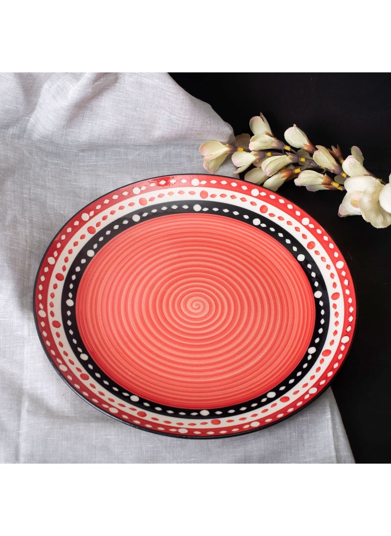 Caffeine Caffeine Ceramic Handmade Red & Black Dotted Quarter Plate 7” (Set of 2)  - Image 5