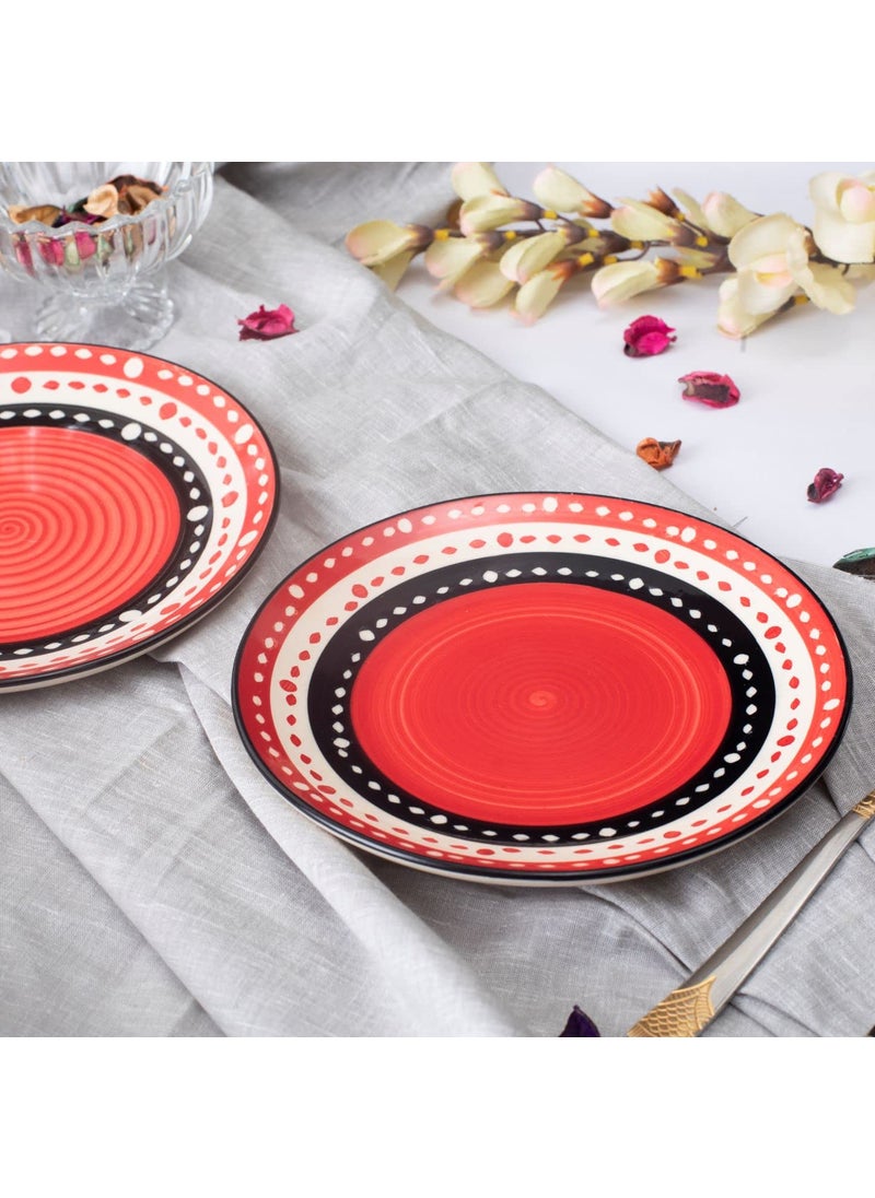 Caffeine Caffeine Ceramic Handmade Red & Black Dotted Quarter Plate 7” (Set of 2)  - Image 4