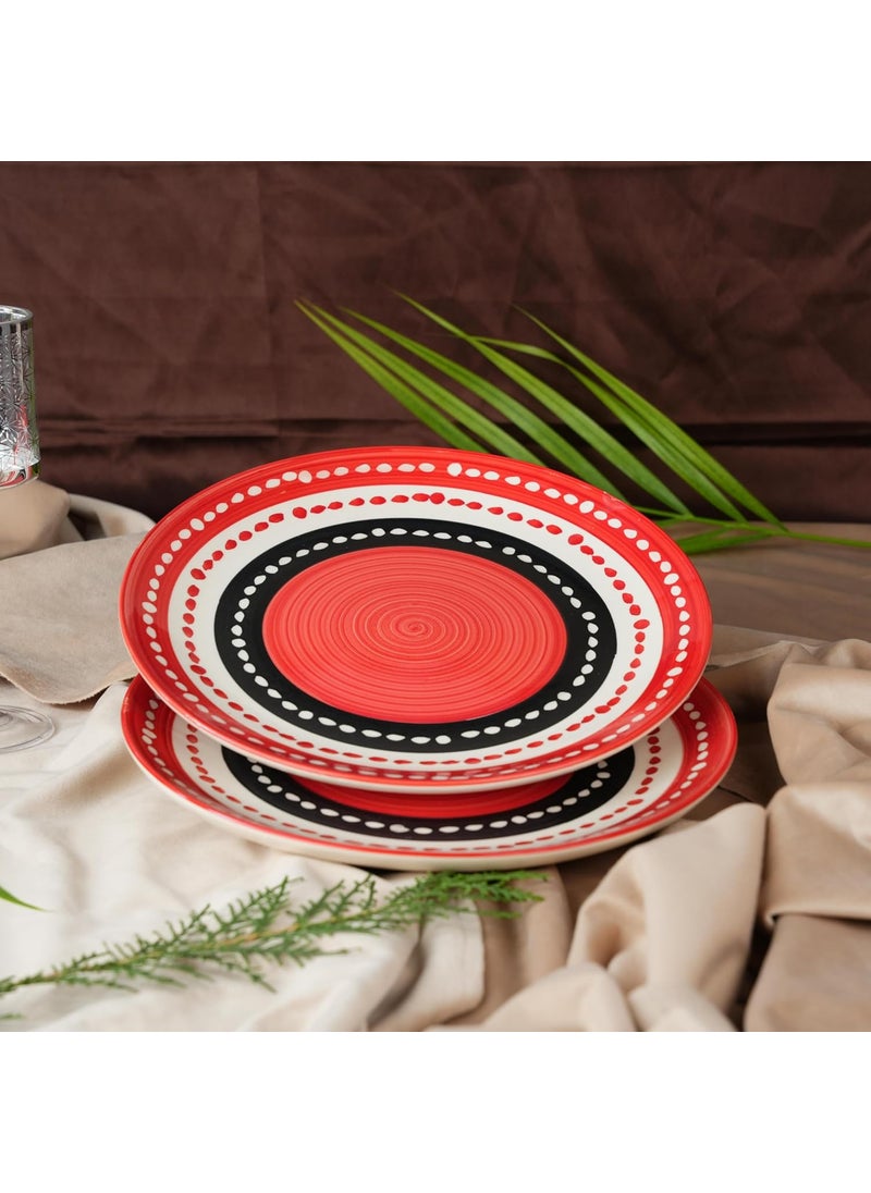 Caffeine Caffeine Ceramic Handmade Red & Black Dotted Quarter Plate 7” (Set of 2)  - Image 2