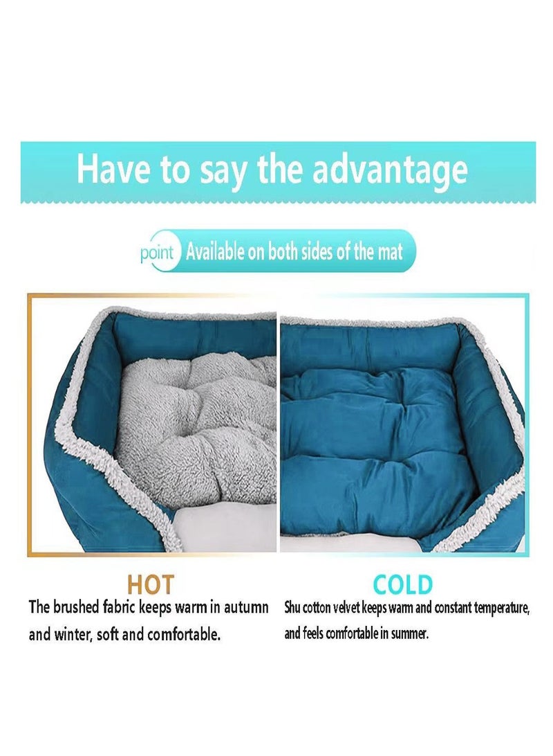 Deo King Rectangular Pet Bed With Removable Pet Mat Light Blue/Grey 76x60x17cm - Image 3