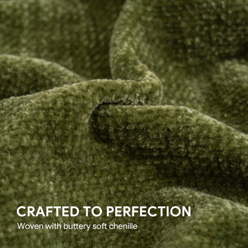 RECYCO Throw Blanket Soft Cozy Chenille Throw Blanket with Fringe Tassel for Couch Sofa Chair Bed Living Room Gift (Loden Green, 50'' x 60'') - Image 4
