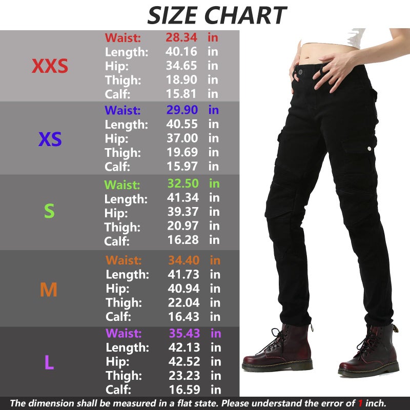 LOMENG Motorcycle Riding Pants Motorcycle Jeans Slim Fit with CE Knee Hip Removable Protectors Armor for Women Black M 30 - Image 5