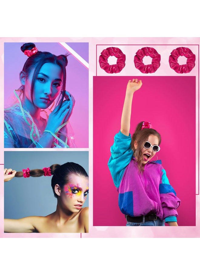 Taiyin - 24 Pieces Shiny Metallic Scrunchie Solid Scrunchies Hair Ties Hair Elastics Accessories Elastic Band for Women Gym Dance Cheerleading Softball Volleyball Baseball Team(Pink) - Image 1