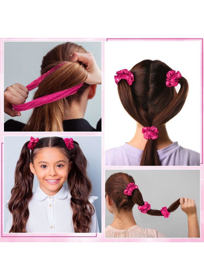 Taiyin - 24 Pieces Shiny Metallic Scrunchie Solid Scrunchies Hair Ties Hair Elastics Accessories Elastic Band for Women Gym Dance Cheerleading Softball Volleyball Baseball Team(Pink) - Image 1