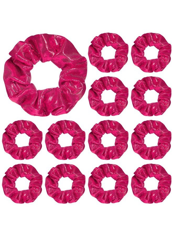 Taiyin - 24 Pieces Shiny Metallic Scrunchie Solid Scrunchies Hair Ties Hair Elastics Accessories Elastic Band for Women Gym Dance Cheerleading Softball Volleyball Baseball Team(Pink) - Image 1