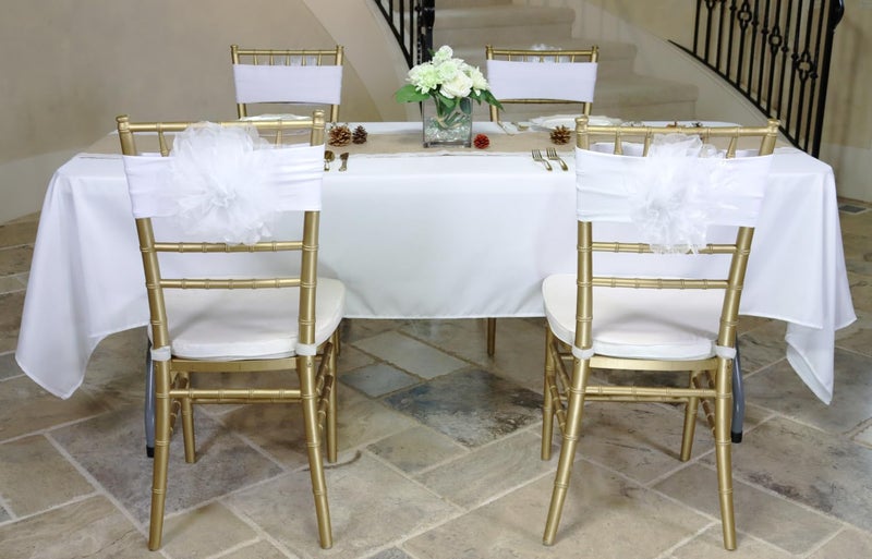 LTC LINENS LinenTablecloth 60 x 102-Inch Rectangular Polyester Tablecloth White - Image 3