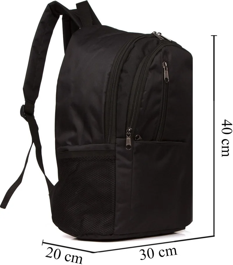 افكا Unisex Black Backpack Waterproof Fabric Large Size School and Travel Backpack