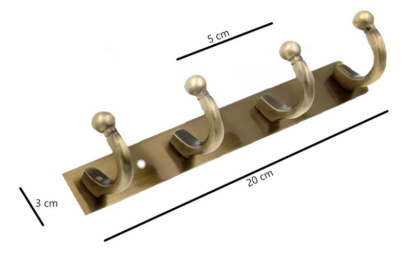 GHAR DWAR Heavy Duty Goli Stainless Steel Cloth Hanger Suitable for Bathroom Bedroom Kitchen Wall Hook Rail Hanging Scarf, Coat,Keys Tie Clothes Towel Door Robe Hanging (Pack Of 1, Brass Antiqu 4 Pin) - Image 3