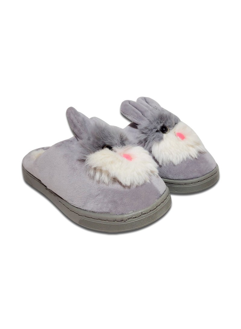 Kids Fur Slipper With Rubber Sole "Fits 1 Size Smaller" - Image 1