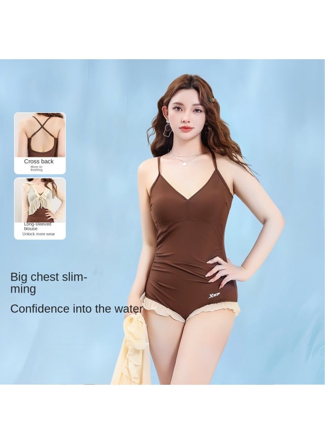 إكستيب بدلة السباحة النسائية عالية الجودة قطعة واحدة وقطعتين للفتانات الممتلئات، تصميم محافظ، ملابس سباحة مثالية للإجازات تُبرز الأناقة - Image 2