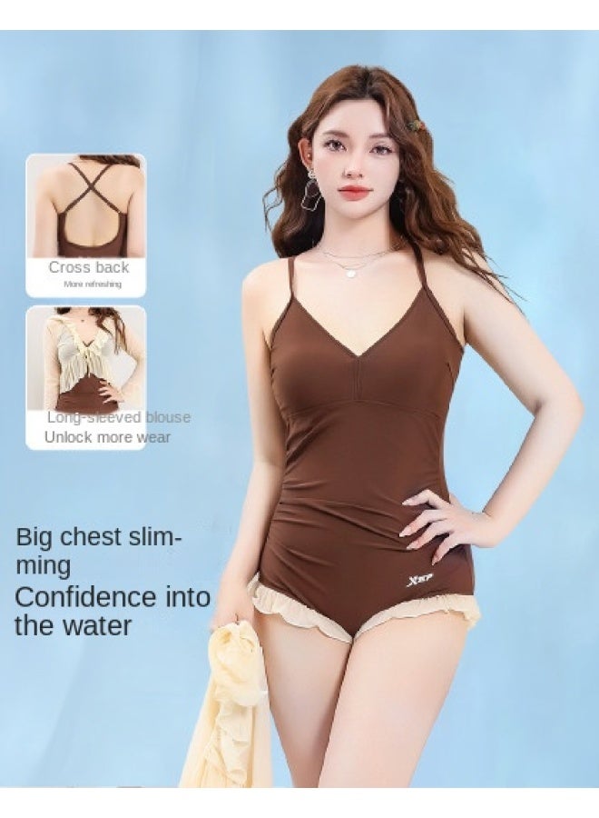 إكستيب بدلة السباحة النسائية عالية الجودة قطعة واحدة وقطعتين للفتانات الممتلئات، تصميم محافظ، ملابس سباحة مثالية للإجازات تُبرز الأناقة - Image 1
