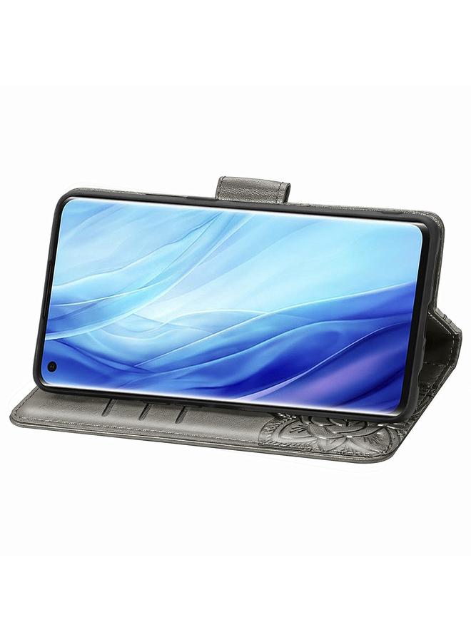 اس-توب جراب لهاتف OPPO Reno 4 PRO 4G جراب جلدي أفقي منقوش عليه زهرة حب الفراشة مع حامل / فتحة بطاقة / محفظة / حبل - Image 5