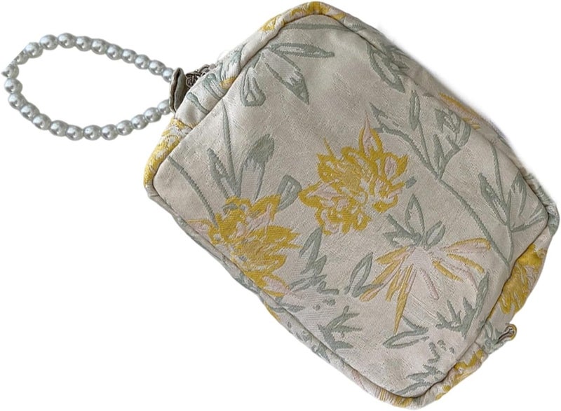 Bead Decorated Makeup Pouches Spacious Interior Cosmetic Storage Tassels Trimmed Travel Friendly Fabric Bag Makeup Storage - Image 1