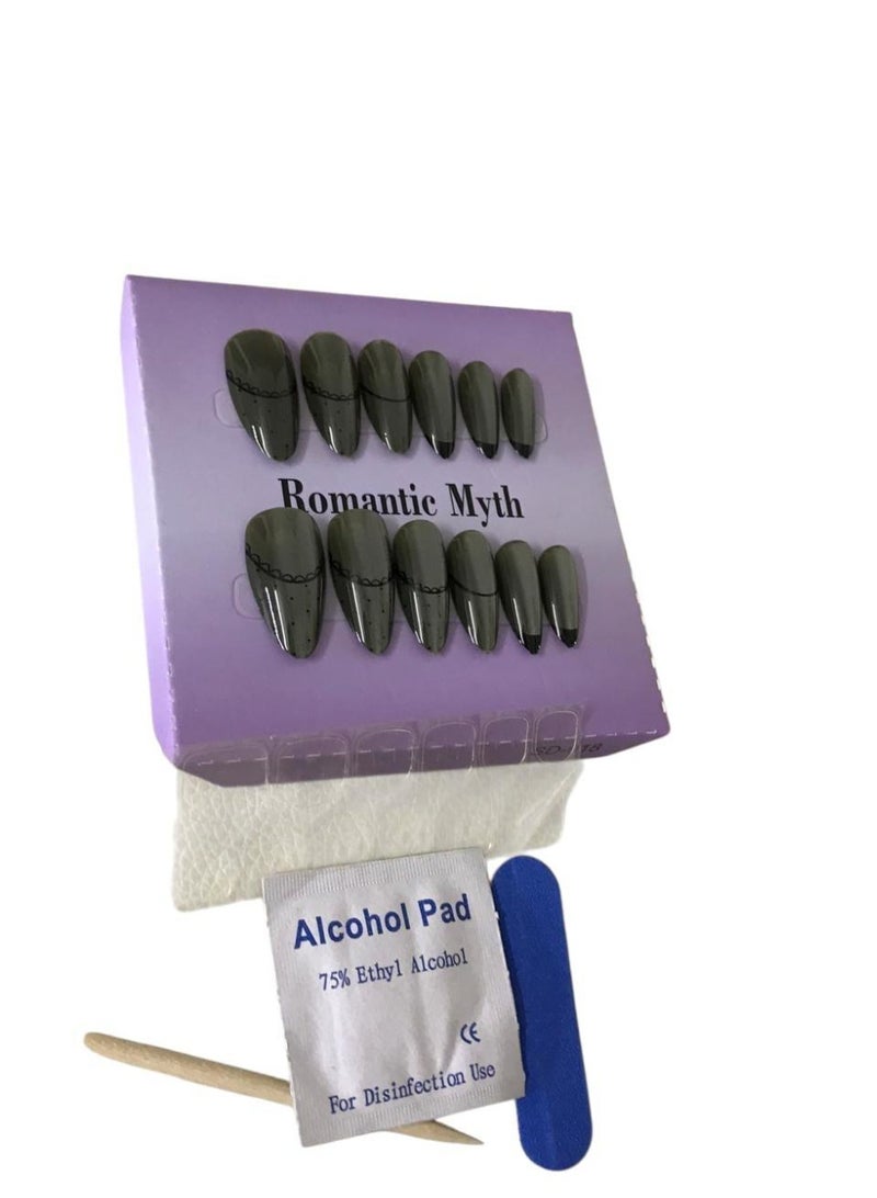 أظافر صناعية طويلة 3D برسومات مميزة – مجموعة كاملة مع مبرد + منديل تنظيف + لاصق دابل فيس + عود خشبي لتركيب سهل - Image 3