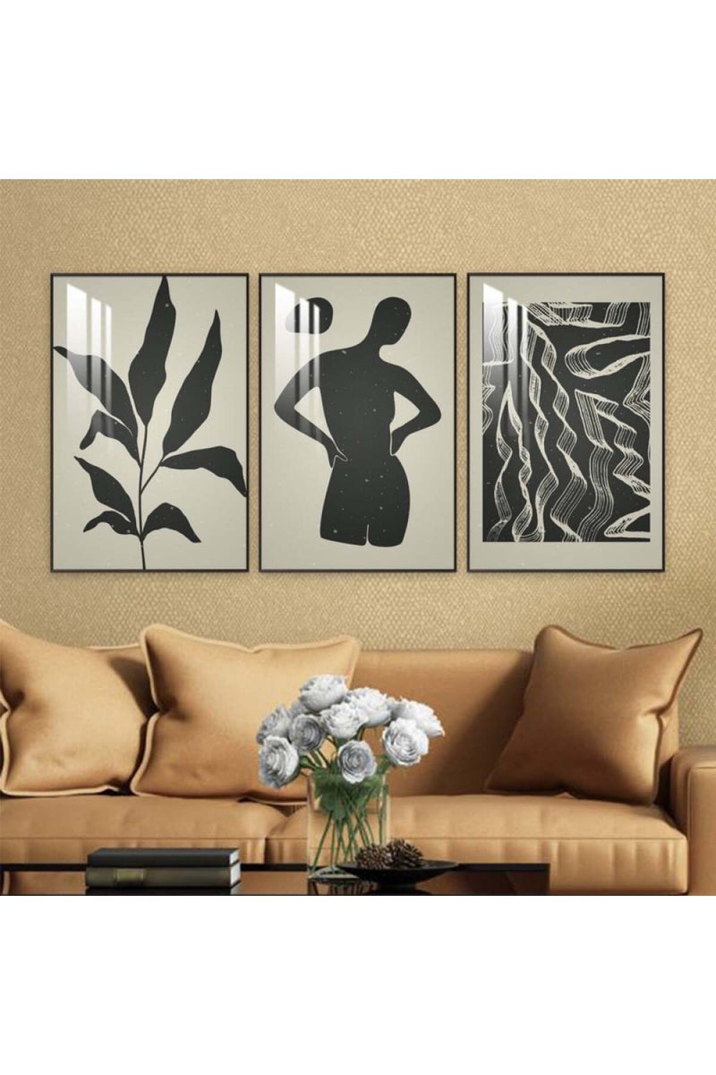 ماركتنا ثلاث لوحات جدارية خشبية بإطار وطبقة أكريليك شفافة - Image 1