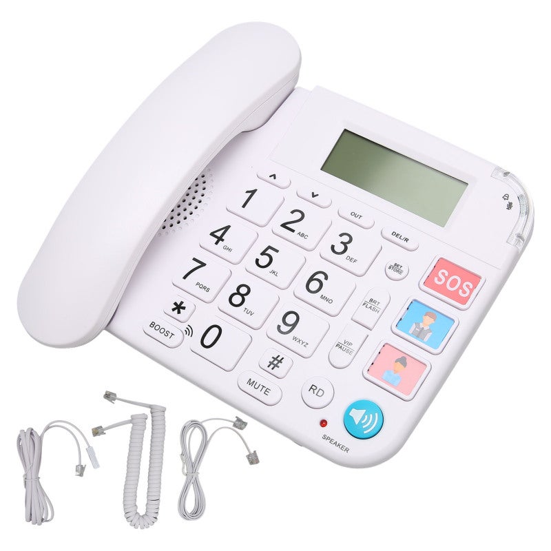 Big Button Corded Phone 3 Speed Dial Memory Numbers - LCD Backlit Caller Display Landline Telephone for Elderly - Image 1
