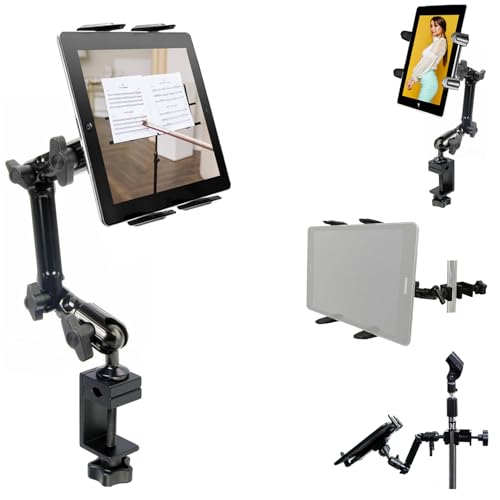 ChargerCity Heavy Duty 4-Way Adjust Aluminum Alloy Pole/Bar Music Mic Microphone Stand Clamp Mount for iPad Pro Air Mini Galaxy Surface Pro 7-12" Tablets (Good for Uber Eat Doordash Postmate salso) - Image 1