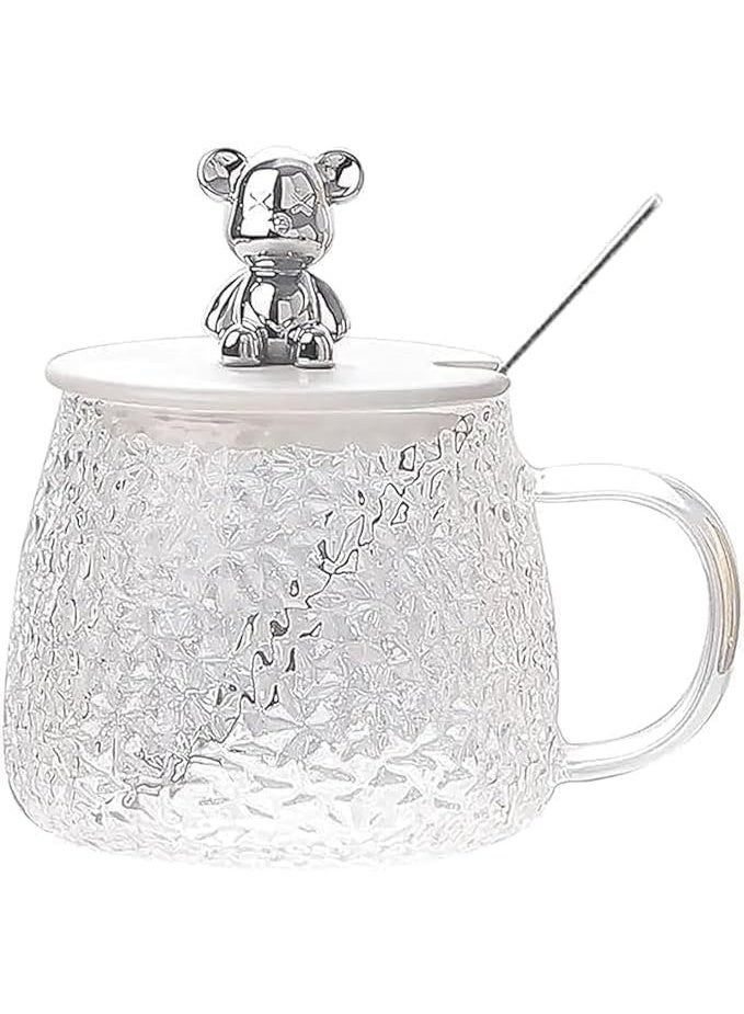 هابي هوم مج بايركس حراري بغطاء دبدوب ومعلقه مج بايركس حراري مج زجاج مقاوم للحرارة كوب بايركس بغطاء مج بغطاء دبدوب مج حراري بغطاء لطيف مج بغطاء شكل دب مج بغطاء مع ملعقة مج حراري مع معلقة كوب شاي بغطاء ومعلقة مج بغطاء بلاستيك مج بغطاء محكم كوب بايركس للشراب الساخن كوب زجاجي مع غطاء مج للحفاظ على الحرارة كوب مع ملعقة مج زجاجي بغطاء دبدوب كوب للسفر مج هدايا مج حراري أنيق مج متعدد الاستخدامات - Image 1