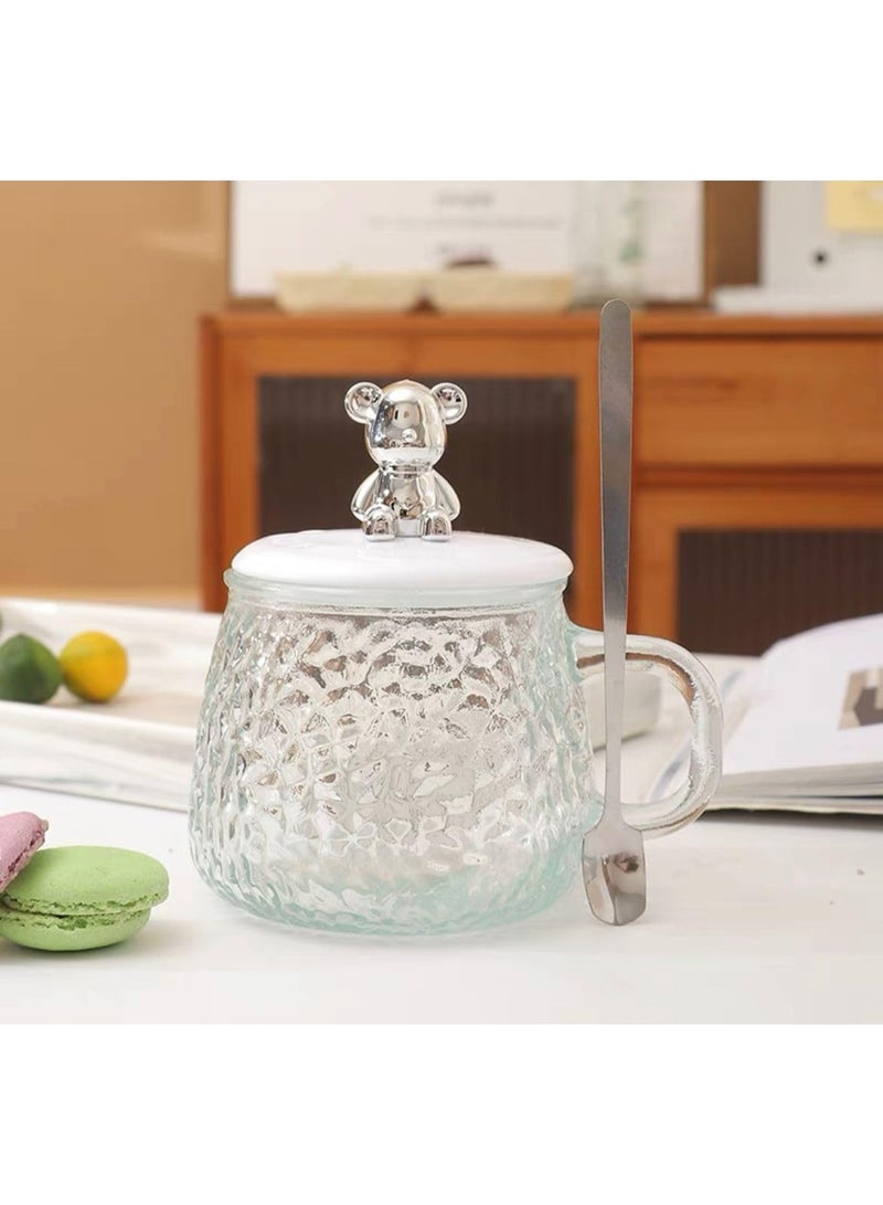 هابي هوم مج بايركس حراري بغطاء دبدوب ومعلقه مج بايركس حراري مج زجاج مقاوم للحرارة كوب بايركس بغطاء مج بغطاء دبدوب مج حراري بغطاء لطيف مج بغطاء شكل دب مج بغطاء مع ملعقة مج حراري مع معلقة كوب شاي بغطاء ومعلقة مج بغطاء بلاستيك مج بغطاء محكم كوب بايركس للشراب الساخن كوب زجاجي مع غطاء مج للحفاظ على الحرارة كوب مع ملعقة مج زجاجي بغطاء دبدوب كوب للسفر مج هدايا مج حراري أنيق مج متعدد الاستخدامات - Image 4