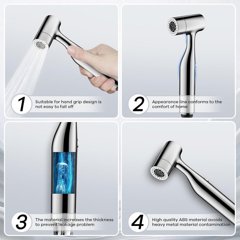 KIMCHUL Handheld Bidet Sprayer with Toilet Hose | Dual Spray Modes | Leak-Proof ABS | for Feminine Wash, Baby & Pet Care (Mirrors, 1 Set) - Image 5