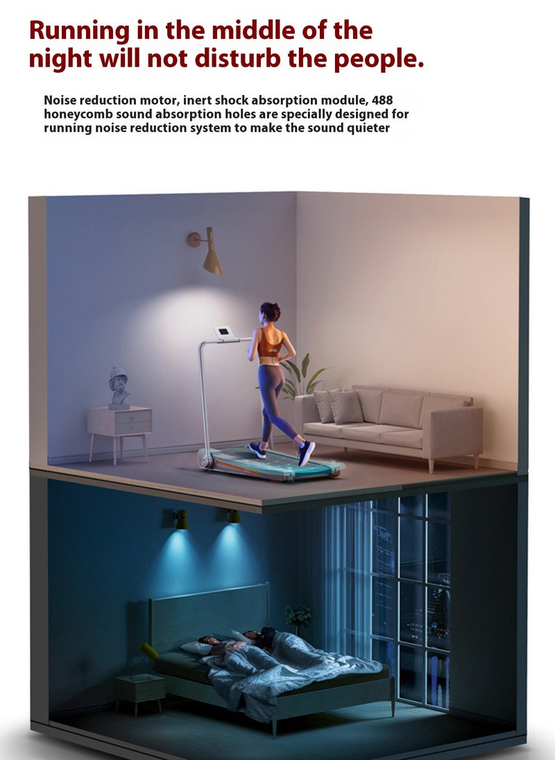 YPOO - 0.8-8km/H Small Household Treadmill With Handrails, Soft Running Board, Shock Absorption, Noise Reduction System Treadmill, Free Installation - Image 1