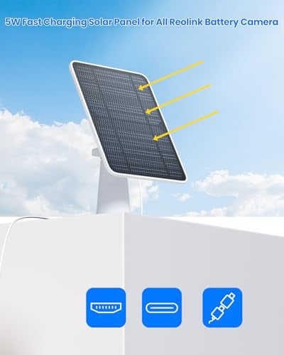 WININMETA Solar Panel Charger Compatible with Reolink Argus 2EEco UltraGo PT PlusGo PlusArgus 3 ProArgus PT 5W Solar Panels for Reolink Battery Camera IP65 Waterproof 10ft Cable Secure Wall Mount 2 Pack - Image 3