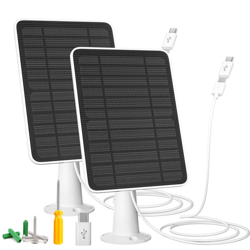 WININMETA Solar Panel Charger Compatible with Reolink Argus 2EEco UltraGo PT PlusGo PlusArgus 3 ProArgus PT 5W Solar Panels for Reolink Battery Camera IP65 Waterproof 10ft Cable Secure Wall Mount 2 Pack - Image 2