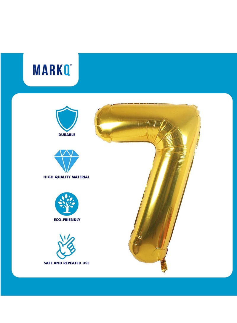 MARKQ بالونات أرقام مقاس 40 بوصة، بالونات هيليوم كبيرة من رقائق الذهب لتزيين حفلات الزفاف وأعياد الميلاد (رقم 7) - Image 3