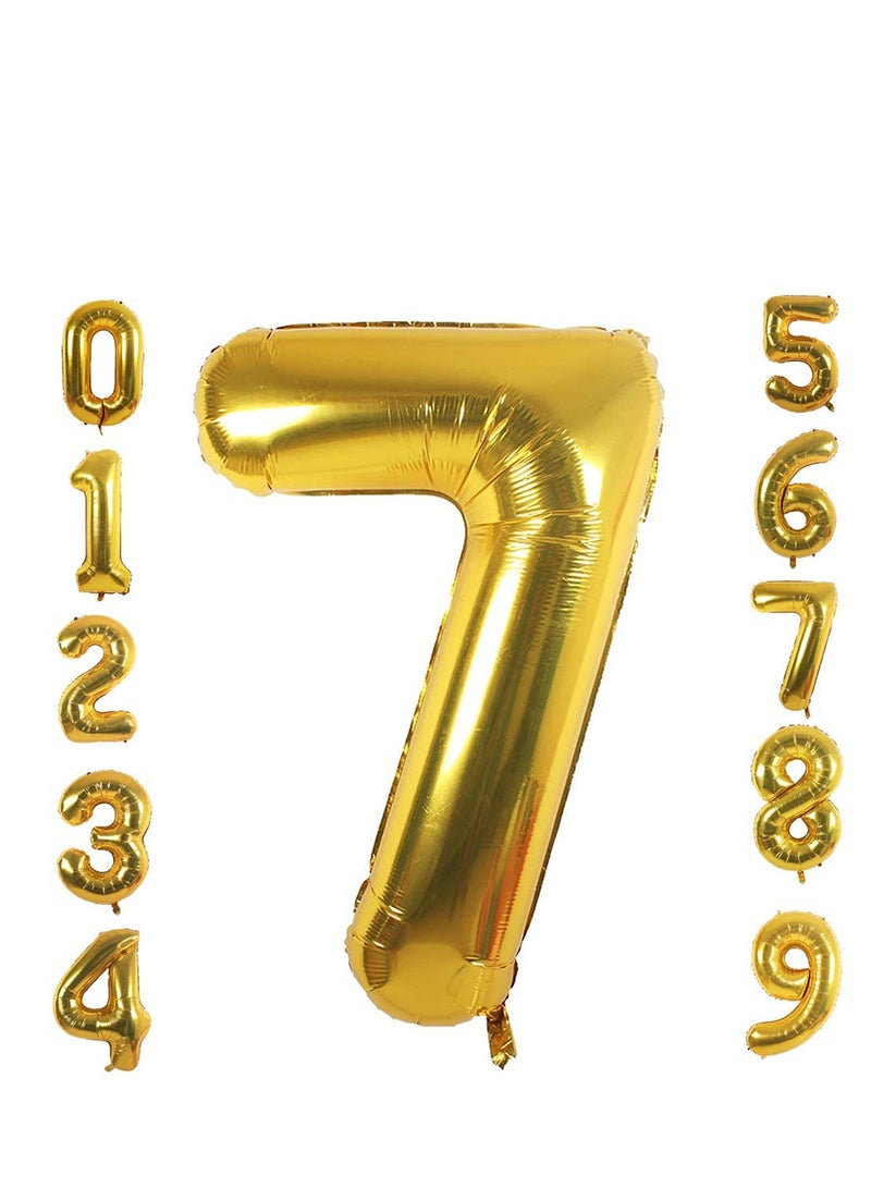 MARKQ بالونات أرقام مقاس 40 بوصة، بالونات هيليوم كبيرة من رقائق الذهب لتزيين حفلات الزفاف وأعياد الميلاد (رقم 7) - Image 1
