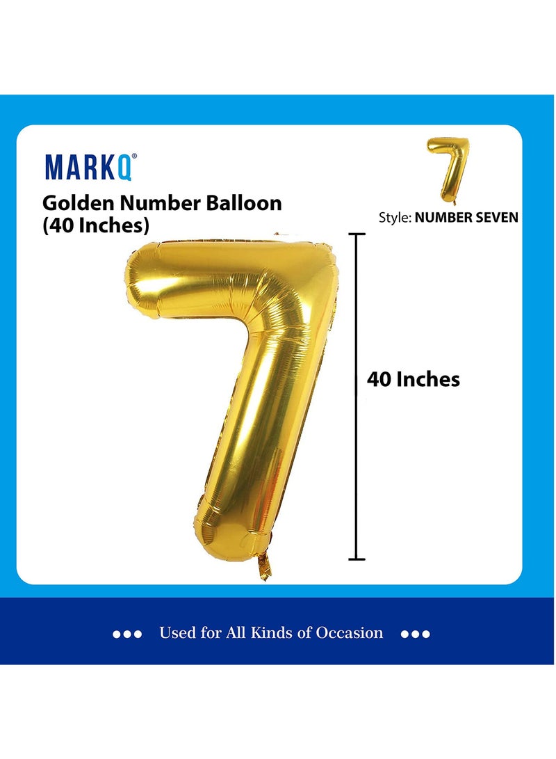 MARKQ بالونات أرقام مقاس 40 بوصة، بالونات هيليوم كبيرة من رقائق الذهب لتزيين حفلات الزفاف وأعياد الميلاد (رقم 7) - Image 2