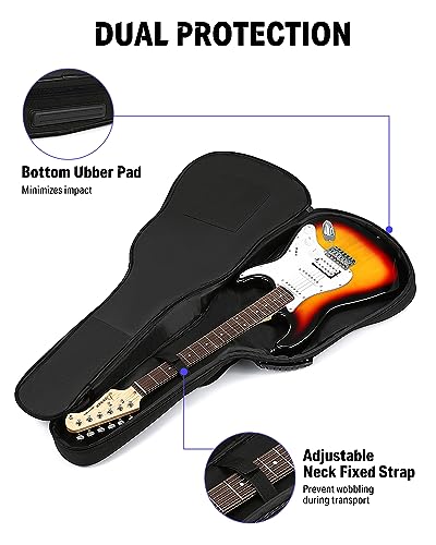 Donner 39 inch Electric Guitar Bag Gig Bag, 0.4 Inch Padded Sponge 600D Ripstop Waterproof Nylon Dustproof Soft Electric Guitar Case Adjustable Strap Black - Image 4