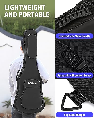 Donner 39 inch Electric Guitar Bag Gig Bag, 0.4 Inch Padded Sponge 600D Ripstop Waterproof Nylon Dustproof Soft Electric Guitar Case Adjustable Strap Black - Image 5