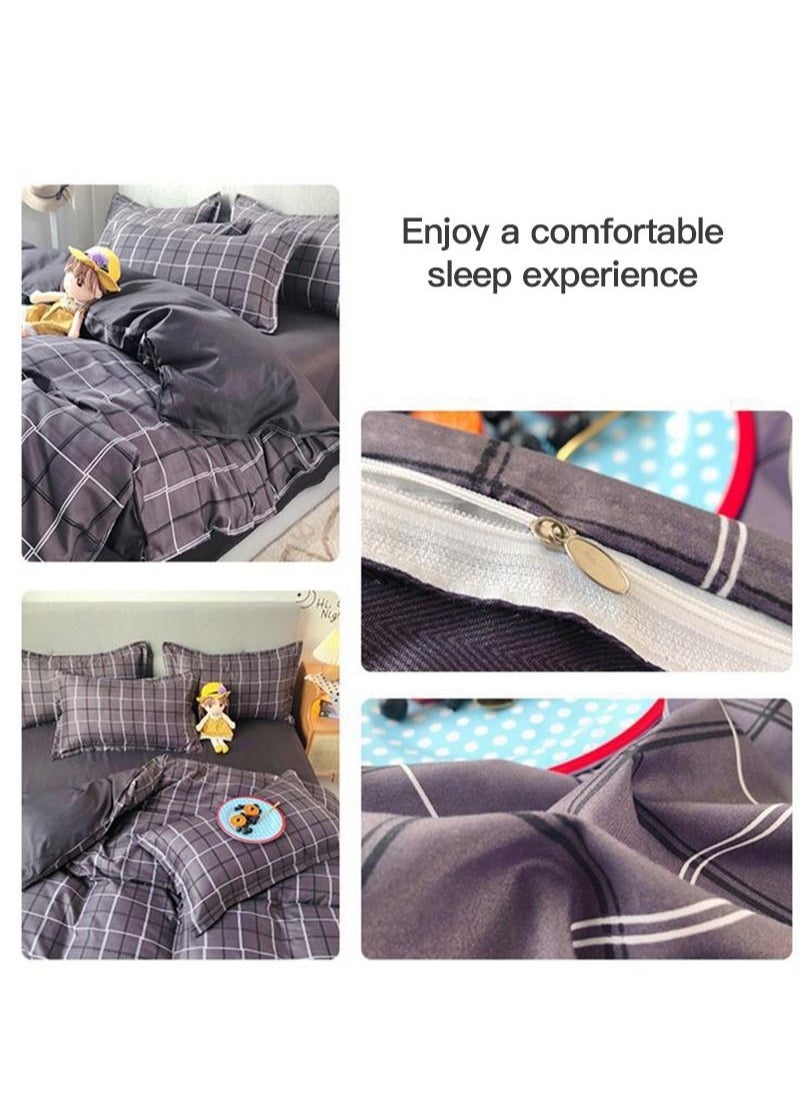 Sharpdo طقم ملاية سرير شاربدو 4 قطع من بوليستر مع غطاء لحاف ناعم بحجم 200*230 سم وملاءة مسطحة و2 غطاء وسادة - Image 1