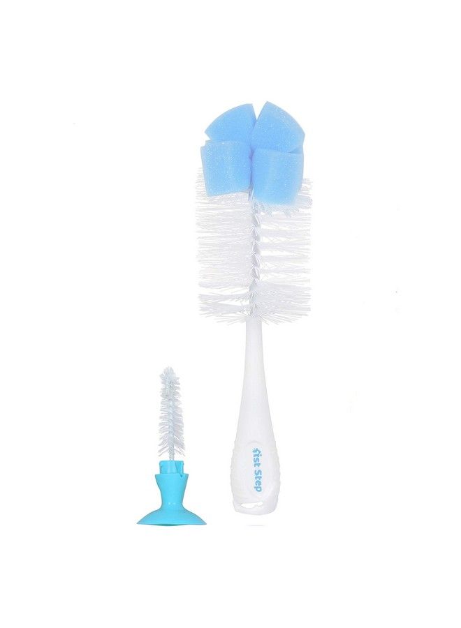1st Step Bpa Free 2 In 1 Bottle And Nipple Cleaning Brush With Suction Base And Nylon Bristles For Easy Cleaning (Blue) - Image 2