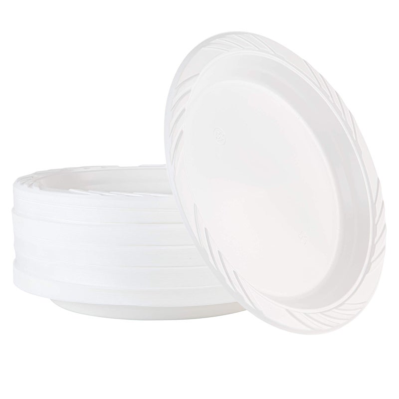 PLASTICPRO 100 Count Disposable 9 Inch White Plastic Dinner Plates large