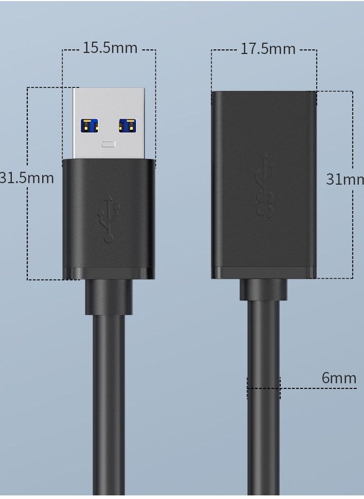 General - USB 3.0 Extension Cable - 1.5m  A-Male to A-Female Extender Cord - USB Data Cable for Computer, U Disk, Mouse, and Keyboard - Lengthened Connection USB Extension Cable - Image 1