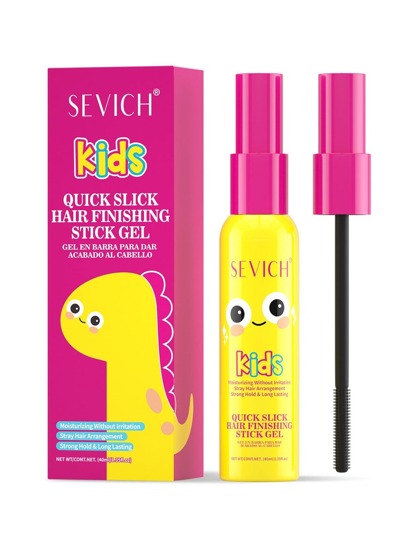 Sevich Kids Quick Slick Hair Finishing Stick Gel, 40ml Hair Finishing Stick for Kid, Hair Stick for Flyaways, Dinosaur-Themed Hair Mascara with Gentle Brush - Flyaway Hair Tamer for Children, Non-Greasy Styling Gel for Baby Hairs & Smooth Edges 40ml - Image 1